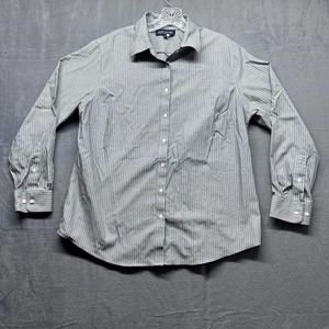 Jones New York Shirt Womens 1X Gray Long Sleeve Button Up Casual Workwear